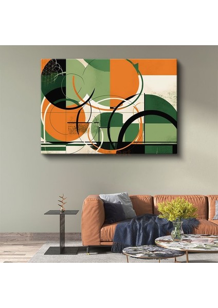 Geometrik Harmoni - Modern Çemberler Kompozisyonu Kanvas Tablo