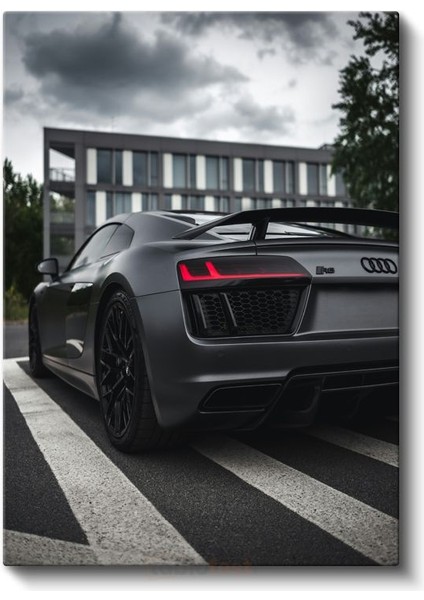 Audi R8 - Mat Siyah Alman Süper Otomobili Kanvas Tablo fiyatları