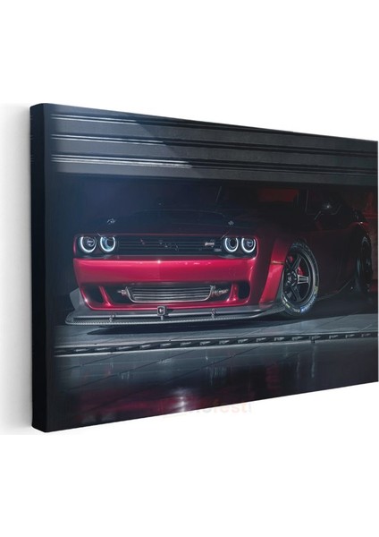 Dodge Challenger Srt - Kırmızı Işıklı Muscle Car Kanvas Tablo modelleri