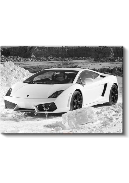 Lamborghini Gallardo - Beyaz Süper Otomobil Kanvas Tablo fiyatları