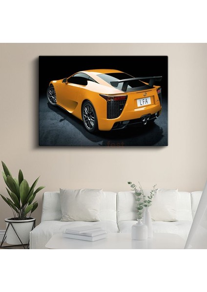 Lexus Lfa - Turuncu Japon Süper Otomobil Arka Görünüm Kanvas Tablo