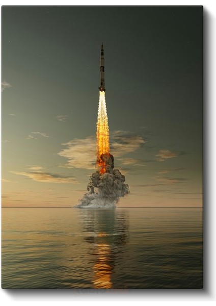 Soyuz Roketi - Deniz Üzerinde Yükselen Fırlatma Anı Kanvas Tablo fiyatları