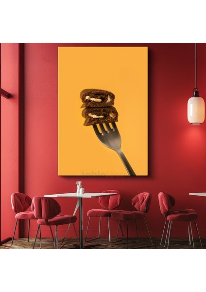 Çikolatalı Tatlı - Kremalı Brownie Dilimleri Kanvas Tablo