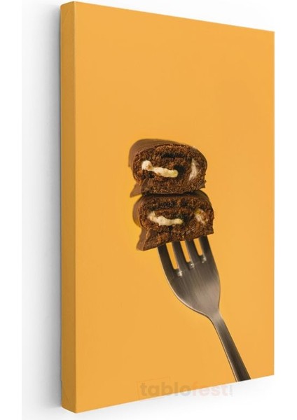 Çikolatalı Tatlı - Kremalı Brownie Dilimleri Kanvas Tablo modelleri