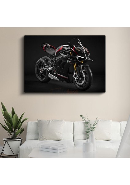 Ducati Corse Siyah Spor Motosiklet Kanvas Tablo