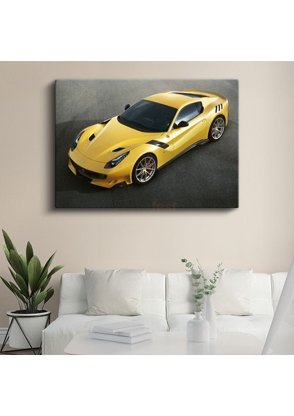 Ferrari F12TDF - Sarı Italyan Süper Otomobil Kanvas Tablo