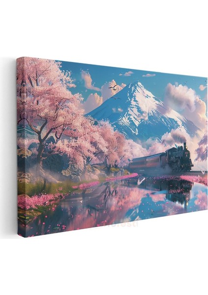 Rüya Treni - Kiraz Çiçekleri Arasında Mistik Yolculuk Kanvas Tablo modelleri