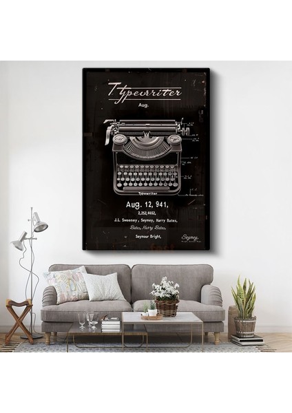 Klasik Daktilo - Yazı Makinesi Tasarımı Kanvas Tablo