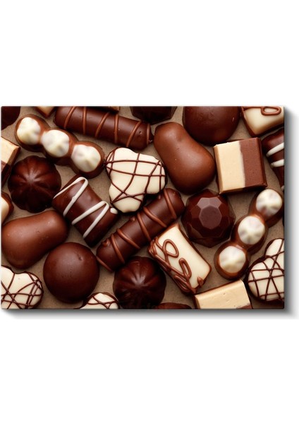 Çikolata Çeşitleri - El Yapımı Pralin Koleksiyonu Kanvas Tablo fiyatları