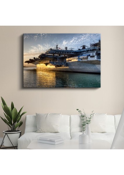 Uçak Gemisi - Gün Batımında Deniz Kuvvetleri Kanvas Tablo