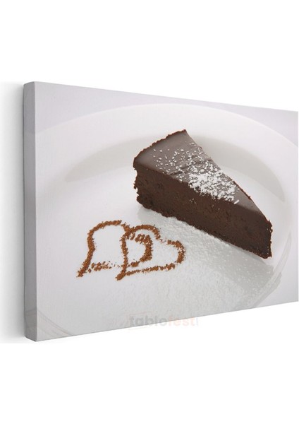 Çikolata Aşkı - Kalp Desenli Kakaolu Tatlı Dilimi Kanvas Tablo modelleri