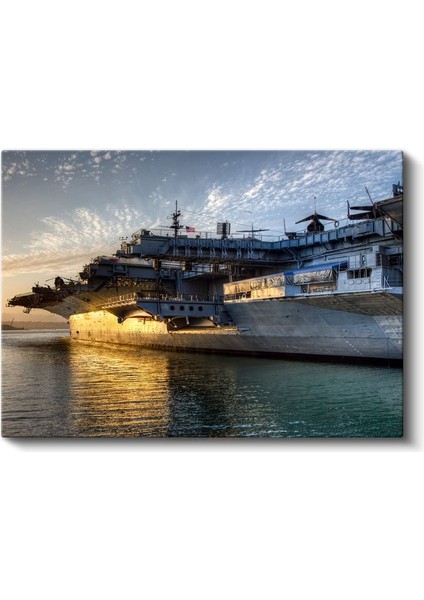 Uçak Gemisi - Gün Batımında Deniz Kuvvetleri Kanvas Tablo fiyatları