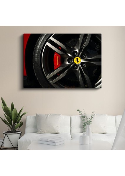 Ferrari - Ikonik Kırmızı Fren Kaliperi ve Jant Göbeği Kanvas Tablo