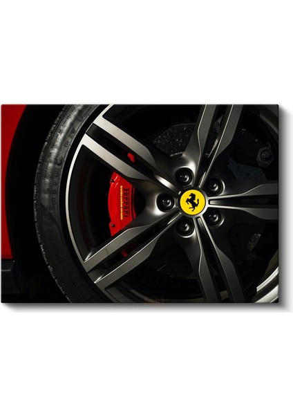 Ferrari - Ikonik Kırmızı Fren Kaliperi ve Jant Göbeği Kanvas Tablo fiyatları