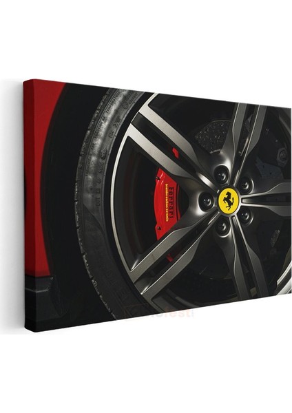Ferrari - Ikonik Kırmızı Fren Kaliperi ve Jant Göbeği Kanvas Tablo modelleri