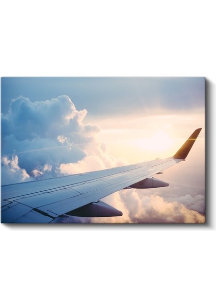 Uçak Kanadı - Gün Batımında Yüksek Irtifa Kanvas Tablo fiyatları