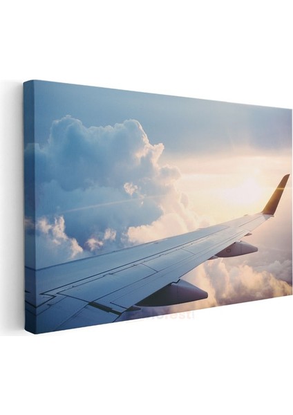 Uçak Kanadı - Gün Batımında Yüksek Irtifa Kanvas Tablo modelleri