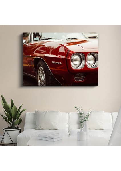 Pontiac Firebird - Kırmızı Klasik Amerikan Muscle Car Kanvas Tablo