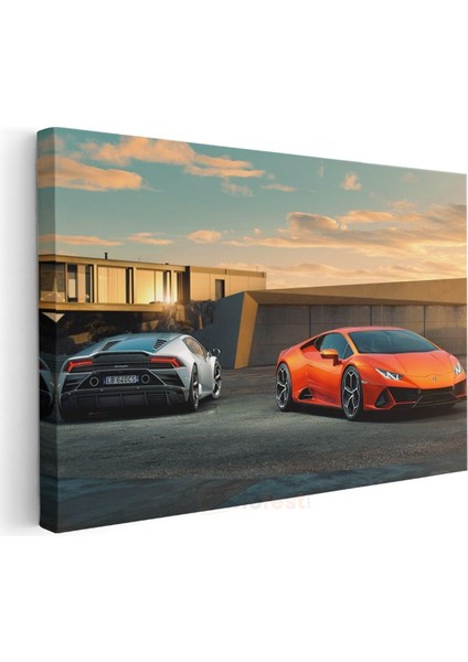 Lamborghini Huracan Evo - Ikili Süper Spor Otomobil Kanvas Tablo modelleri