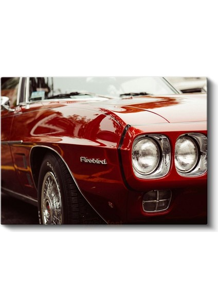 Pontiac Firebird - Kırmızı Klasik Amerikan Muscle Car Kanvas Tablo fiyatları