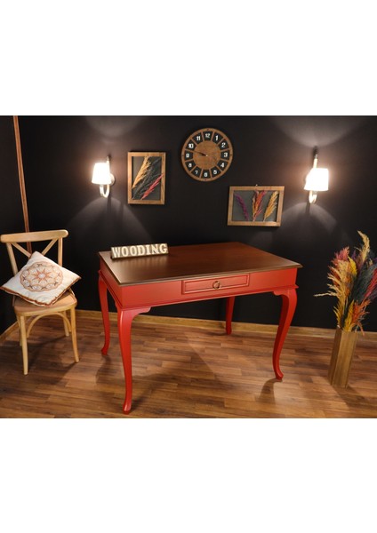 100 cm Çekmeceli Masif Kırmızı Ceviz Çalışma Masası modelleri