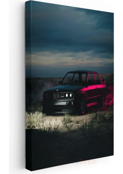 Bmw E30 - Neon Işıklı Klasik Sedan Kanvas Tablo modelleri