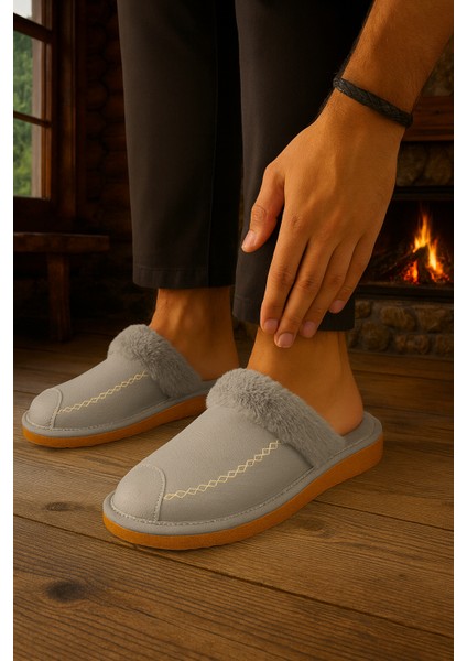 Kürklü Ev Terliği Kaymaz Ses Yapmaz Tabanlı Cilt Şık ve Konforlu Ev Içi Terlik Çeyiz Bohça