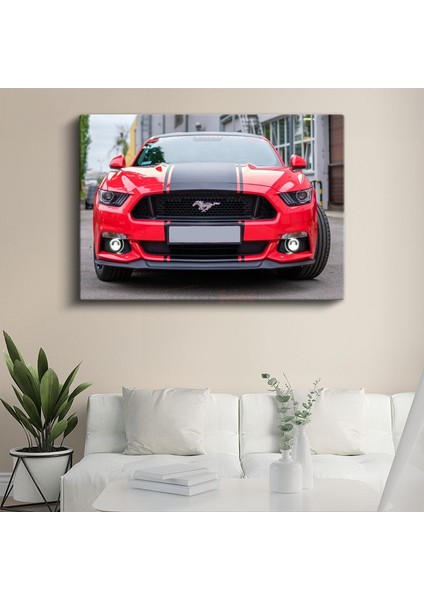 Ford Mustang Gt - Kırmızı Amerikan Muscle Car Kanvas Tablo