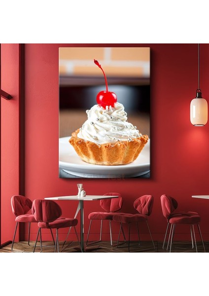 Kirazlı Mini Tart - Kremşantili Tatlı Atıştırmalık Kanvas Tablo