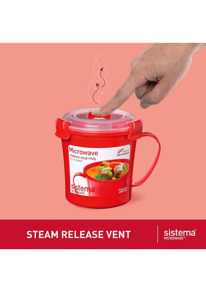 Ultra Square Çorba Kabı, Orta Boy, 656 Ml, Buhar Delikli Mikrodalga Gıda Kabı, Bpa Içermez, Kırmızı Veya Şeffaf, 1 Adet, Plastik