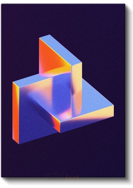 Geometrik Boyutlar - Neon Işıklı 3D Yapı Kanvas Tablo fiyatları