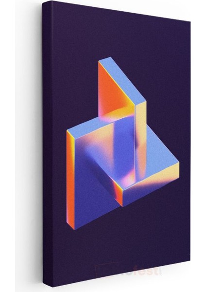 Geometrik Boyutlar - Neon Işıklı 3D Yapı Kanvas Tablo modelleri
