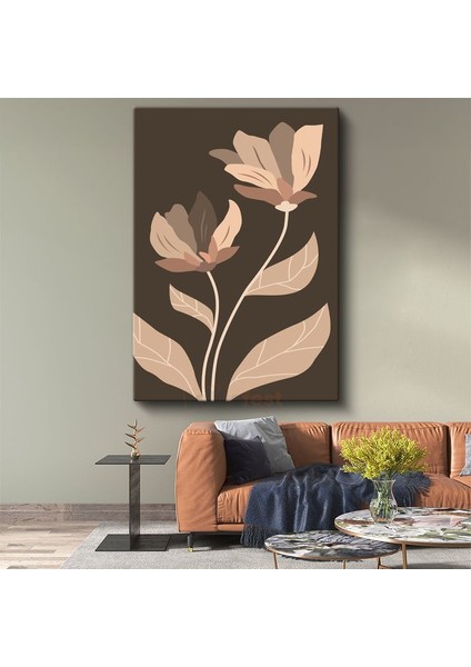 Zarif Çiçekler - Minimalist Botanik Siluetler Kanvas Tablo