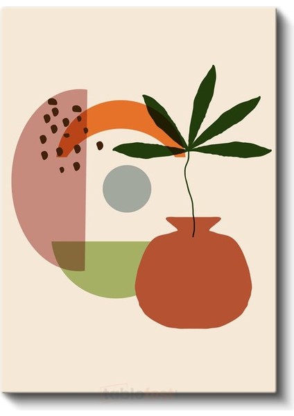 Botanik Harmoni - Minimalist Geometrik Desenli Kanvas Tablo fiyatları