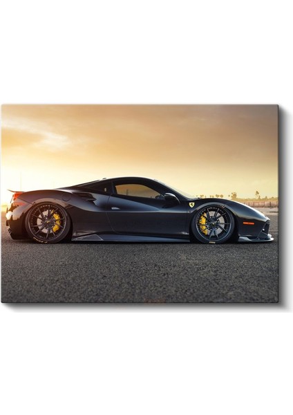 Ferrari 488 Gtb - Gece Manzaralı Süper Otomobil Kanvas Tablo fiyatları