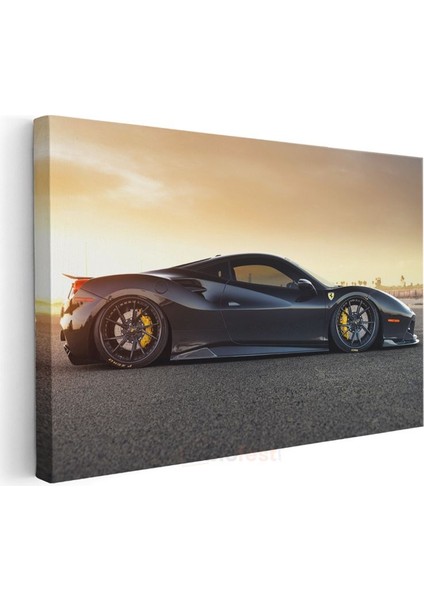 Ferrari 488 Gtb - Gece Manzaralı Süper Otomobil Kanvas Tablo modelleri