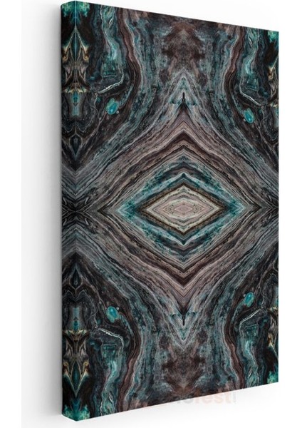 Mineral Simetrisi - Turkuaz ve Kahve Tonlarında Geometrik Desen Kanvas Tablo modelleri