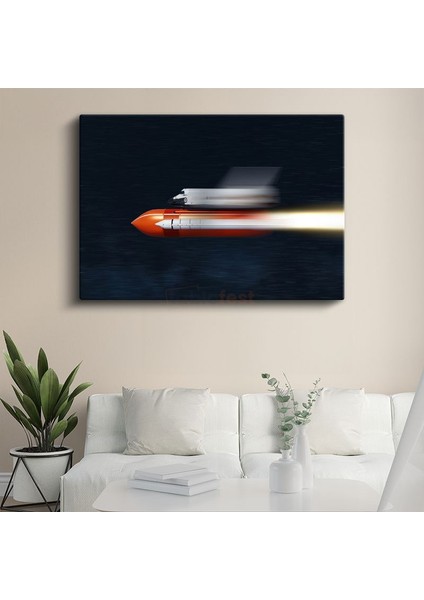 Roket Fırlatma - Yüksek Hızda Hareket Eden Uzay Aracı Kanvas Tablo