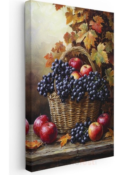 Sonbahar Hasadı - Üzüm ve Elma Sepeti Kanvas Tablo modelleri