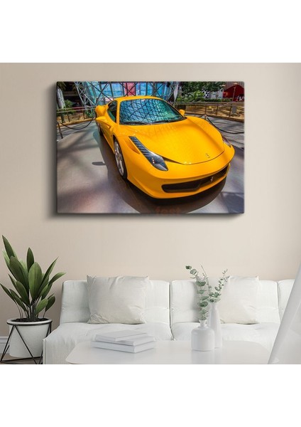 Ferrari 458 Italia - Sarı Italyan Spor Otomobil Kanvas Tablo