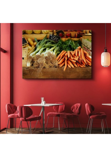 Taze Sebzeler - Organik Pazar Tezgahı Kanvas Tablo