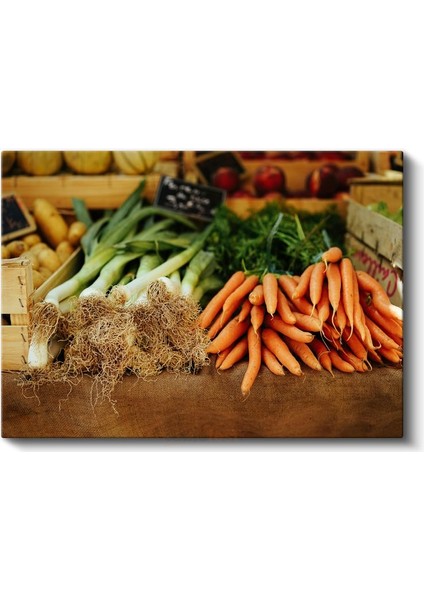 Taze Sebzeler - Organik Pazar Tezgahı Kanvas Tablo fiyatları