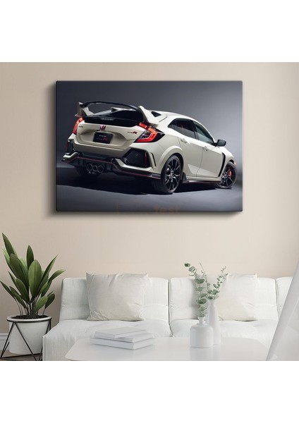 Honda Civic Type R - Beyaz Japon Hot Hatch Kanvas Tablo