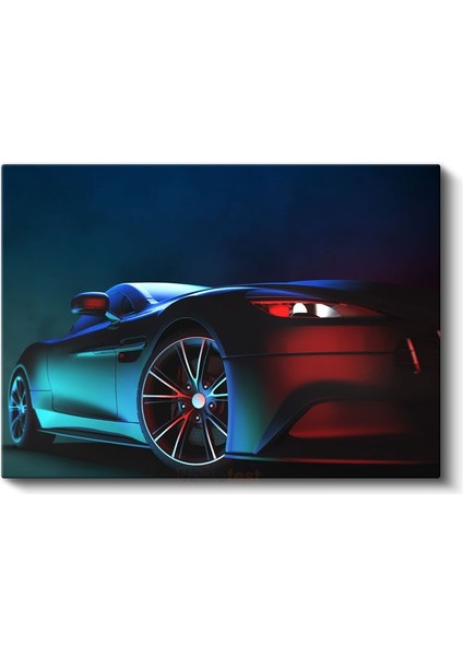 Spor Otomobil - Neon Işıklı Gece Tasarımı Kanvas Tablo fiyatları