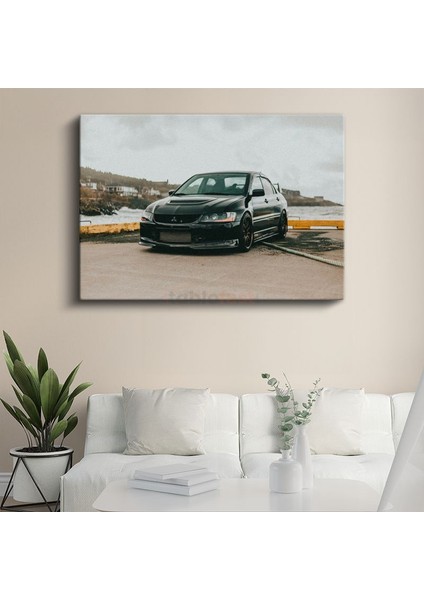 Mitsubishi Lancer Evolution - Siyah Spor Sedan Kanvas Tablo