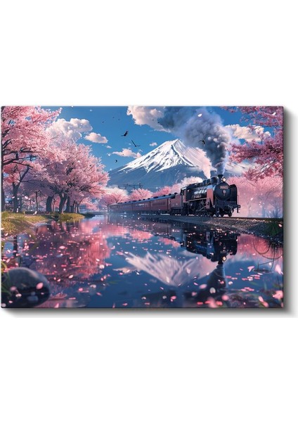 Kiraz Yolculuğu - Dağın Ruhuna Doğru Ilerleyen Buharlı Tren Kanvas Tablo fiyatları