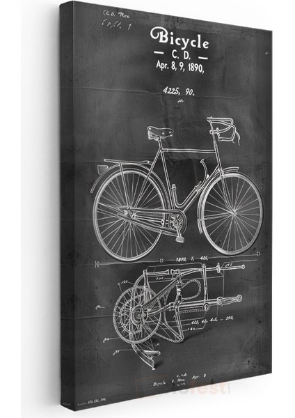 Klasik Bisiklet - 1890 Mühendislik Tasarımı Kanvas Tablo modelleri
