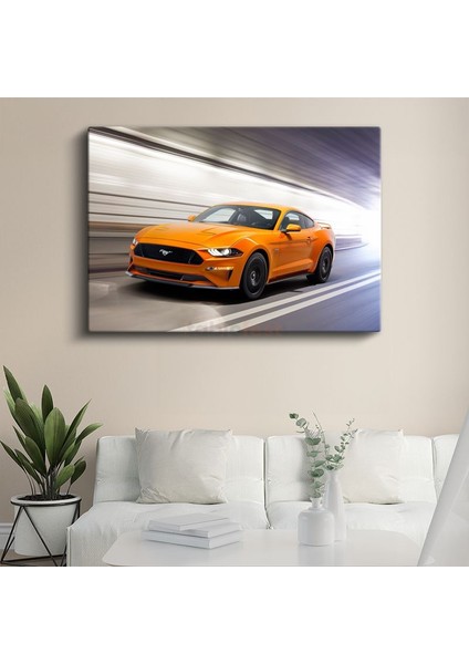 Ford Mustang Gt - Turuncu Amerikan Muscle Car Kanvas Tablo