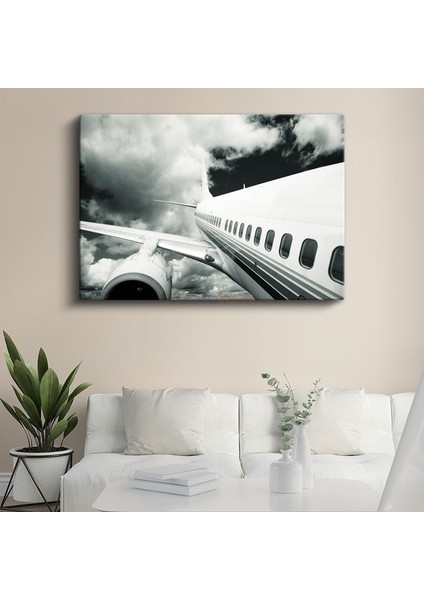 Boeing Yolcu Uçağı - Bulutlar Arasında Yükselen Jet Kanvas Tablo
