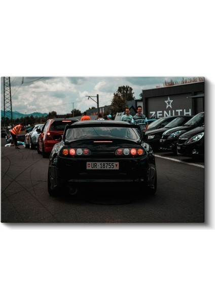 Toyota Supra - Siyah Spor Otomobil Arka Görünüm Kanvas Tablo fiyatları